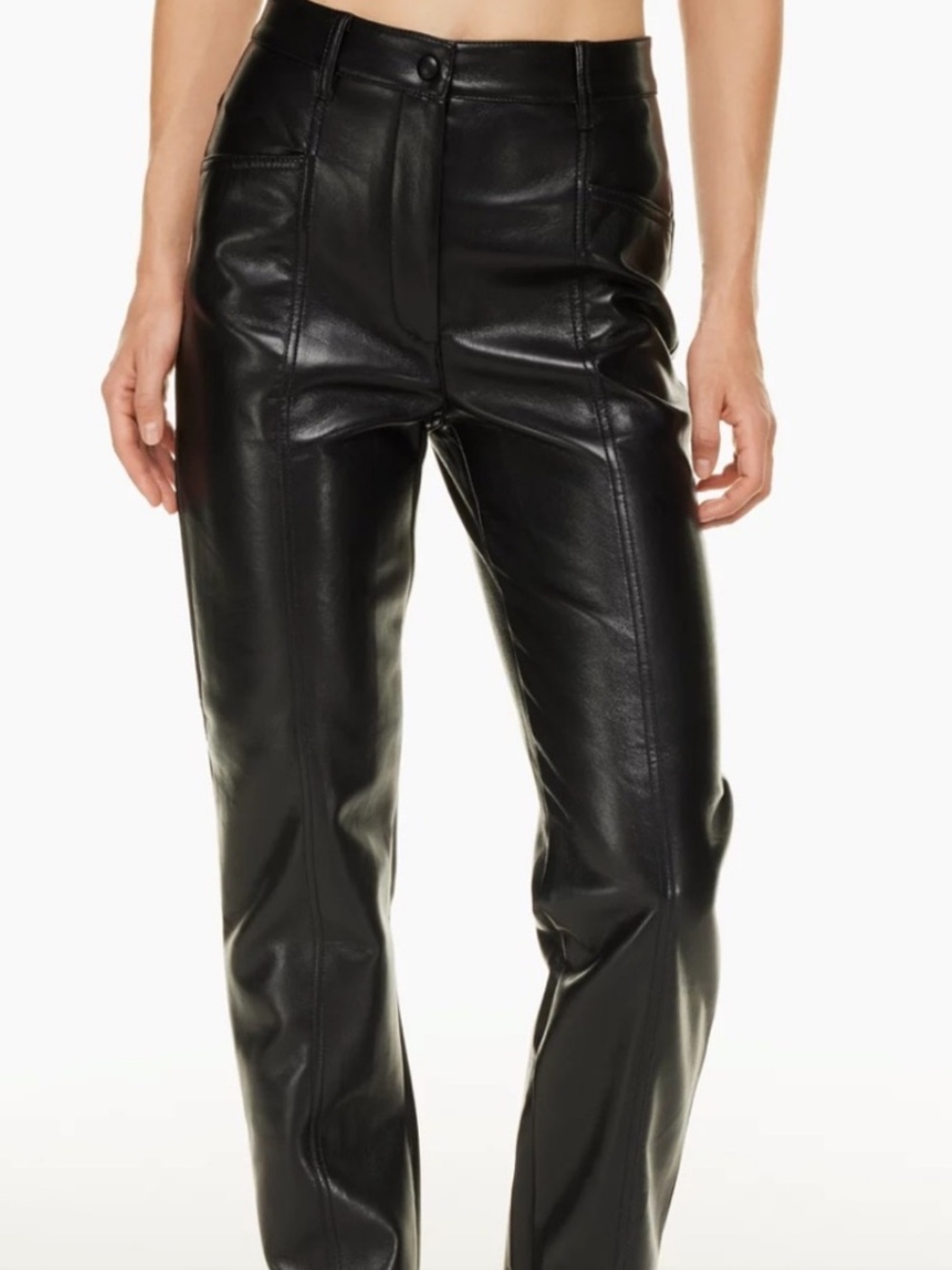 Black Aritzia Wilfred Rebel Vegan Leather High-Rise Pants